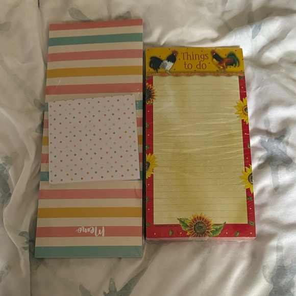 Colorful Notepad Set with Stripes and Sunflower Design - Picture 1 of 3